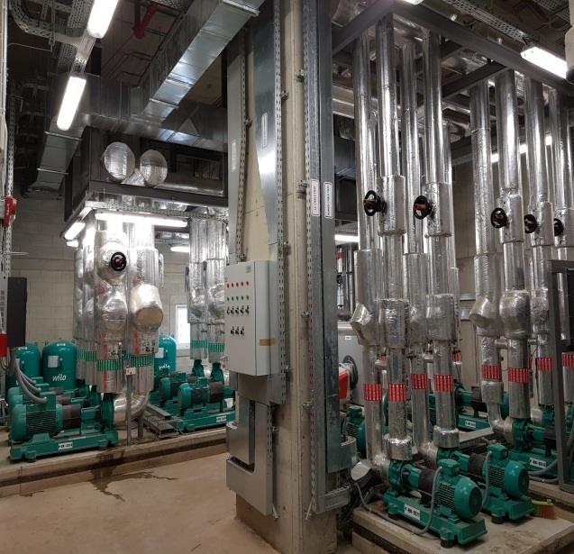 Pump hall with distribution pumps