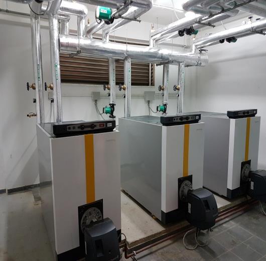 Boiler room with three boilers