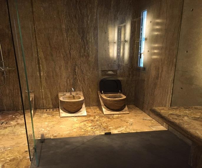 Finished stone bathroom with sanitary fixtures